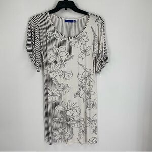 Apt. 9 Black and White Striped Jersey Knit Short Sleeve Tunic Top size S